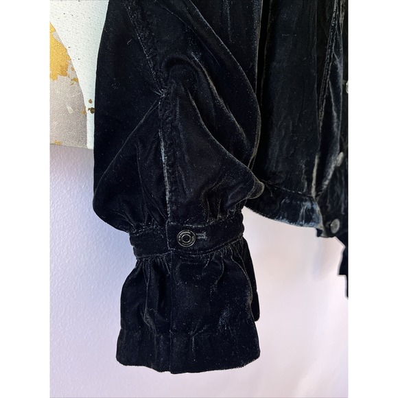 G by Giuliana Black Label Size Medium Black Puff-Sleeve Velvet Jacket - Picture 2 of 9